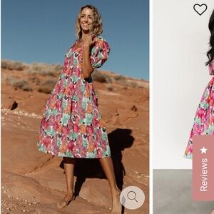 Baltic Born Pink Red Puff Sleeve Sundress